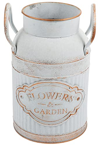 Cabilock Pot De Fleurs Vintage Métal avec Poignée Seau Métal pour Fleurs Artificielles Décoration Intérieure Rétro