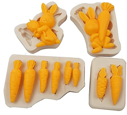 Stampo Per Zucchero Flip 4 Pezzi Coniglietto Di Pasqua Silicone Fondente Torta Stampo Dimensioni Ravanello Cioccolato Decorazione Utensili Da Forno Gocciolante Colla Stampo