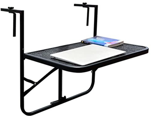 Balkonhängetisch Klappbarer Balkon-Bar-Geländer-Tisch for Veranda-Deck im Freien, wettergeschützt | höhenverstellbar | faltbar | Verschiedene Geländer (Color : Black)