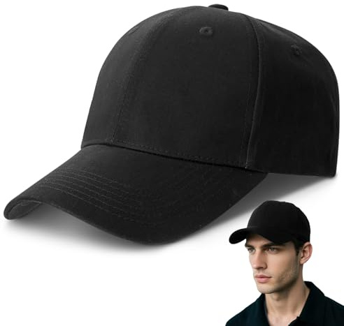 GWHOLE Black Baseball Cap for Men and Women,Adjustable,Cotton,Plain