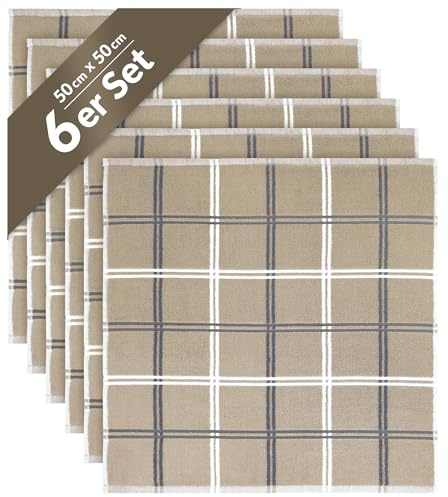 Lashuma Küchenhandtuch Frottee 50x50 cm, Lyon 6er Set Trockentücher Beige | Aus 100% Baumwolle in schwerer 440 gsm Qualität, saugstarkes Handtuch für Küche, Hände und zum Abtrocknen