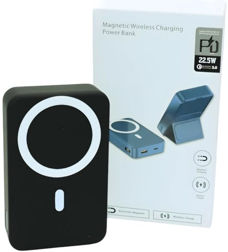 Mag-safe Power Bank 20000mah Wireless Power Bank Fast Charging 22.5W Portable Charger - 15W Wireless Charge Battery Pack - (Black)