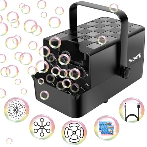 Upgraded Bubble Machine, Make Big/Medium/Small Bubbles, 2000+ - over 10000+ Per Min, Bubble Machine for Toddlers Kids, Bubble Blower Powered by Plug/Battery for Indoor Outdoor Parties Birthday Wedding