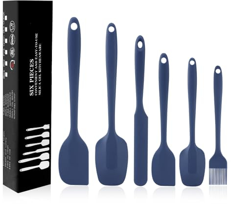 6 Pezzi Spatole in Silicone, Spatole per Dolci, Cucina in Silicone Spatola da Resistente al Calore fino a 230 ºC Antiaderent Set per Cuocere e Cucinare, Blu