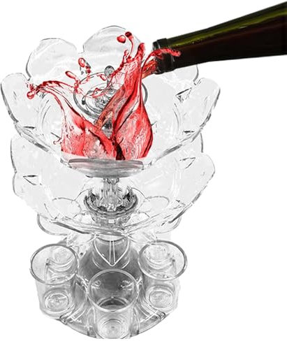 Schnapsspender | Getränkespender | Verstellbarer Schnapsglasspender und Halter | aus lebensmittelechtem Acryl | Schnapsspender mit 6 Trinkgläsern für Arten von Partys (transparent)