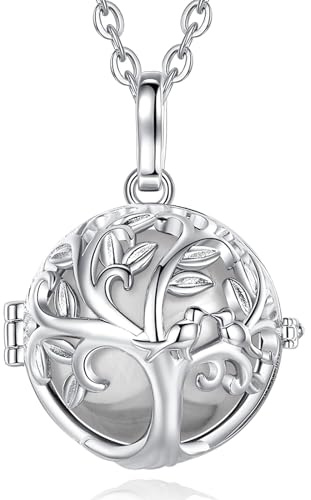 EUDORA Harmony Ball Graviditet Bola-halsband för dam mamma, livets träd hänge bola ängel klockspel, önskekulor, musikalisk klocka, smycken, present, 114,3 cm + 76,2 cm, Koppar