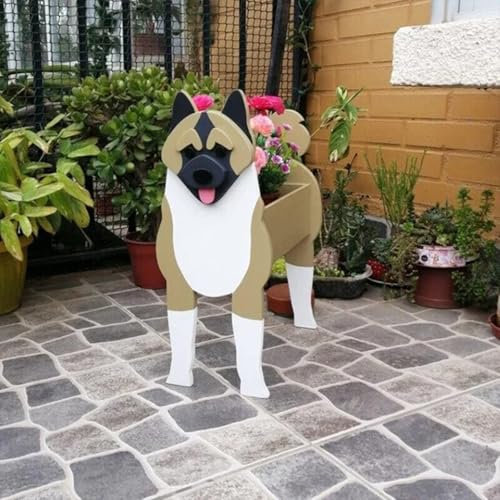 Macetero con Forma de Perro Labrador y American Akita - Contenedores para Plantas, Flores y Jardín - Decoraciones con Forma de Animal