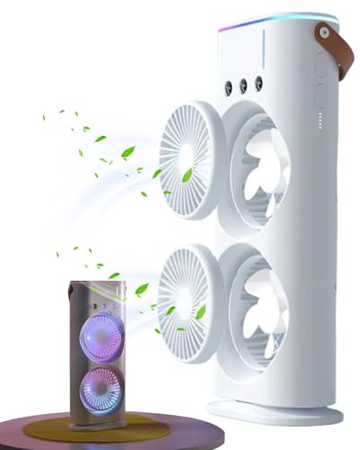 Ventilador Nebulizante Personal - Ventilador Nebulizante Portátil, Ventilador Portátil | Ventilador De Nebulización De Agua De Doble Extremo Con Luz LED, Ventilador De Pulverización Alimentat