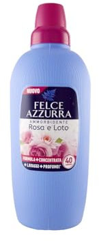 Felce Azzurra - Adoucissant machine à laver rose et fleurs de lotus, formule plus concentrée pour plus de parfum et lavages doux frais à long, 1 flacon 2L