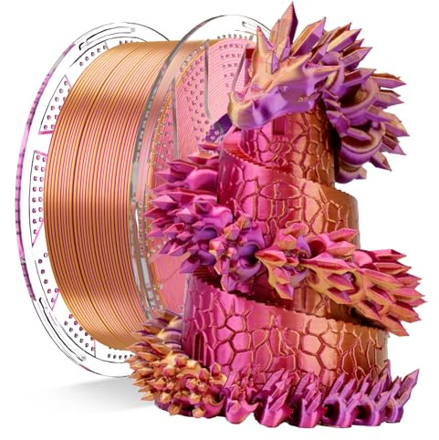 Chitu Systems Conjure Silk PLA Tricolor Filament, Rot-Gold-Violett Filament, Durchmesser 1.75±0.02 mm 3D Drucker 1KG/2.2lb