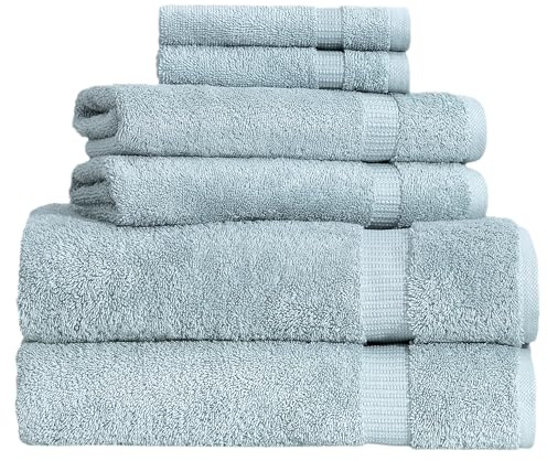BERIBO Juego de Toallas turcas 100% algodón (Comfort), 6 Piezas, 620 g/m² (Espuma de mar)