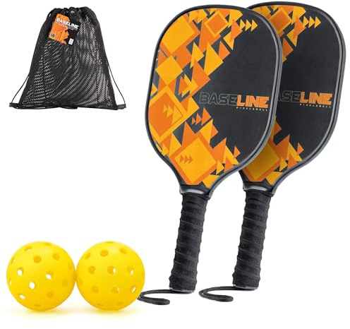 Baseline Pickleball Paddles Set, FSC Wooden Rackets with Accessories, Premium Pickleball Bats and Balls for Indoor and Outdoor Use