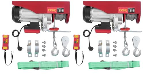 Elektrische Seilwinde 2 stück Seilwinde 500kg bis 1000kg Hubhöhe 12m Seilzug Motorwinde - für Garage Lager Haus | 230V-50Hz 1800W IP40 - Hebebühne Motorhandhabung