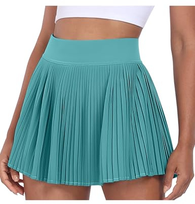 Desol Tennisrock Damen mit Taschen, Hohe Taille Hosenrock mit Integrierter Shorts, Sportrock für Tennis Golf Freizeit, Knielanger Faltenrock