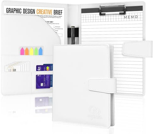 Agoer Conférencier A5 en cuir avec fermeture magnétique, porte-bloc-notes, bloc-notes A5 et stylo