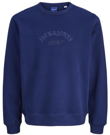 JACK & JONES Sweat Jorbleecker Branding Sudadera Crew BF, Ocean Cavern, L para Hombre