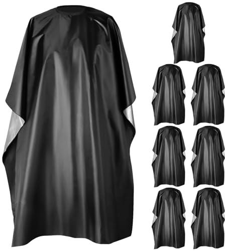 SWEWARM 8 PCS Barber Cape, Waterproof Shampoo Capes With Snaps Buttons Closure, Large Hair Cutting Salon Cape Barber