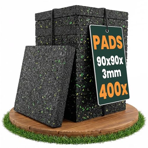 FUX Terrassenpads 400 Stück - 90x90x3mm - Gummigranulat Unterlage | Langlebige Gummipads für Terrasse, Balkon oder Garten, Recyceltes Gummigranulat sorgt für optimale Druckverteilung