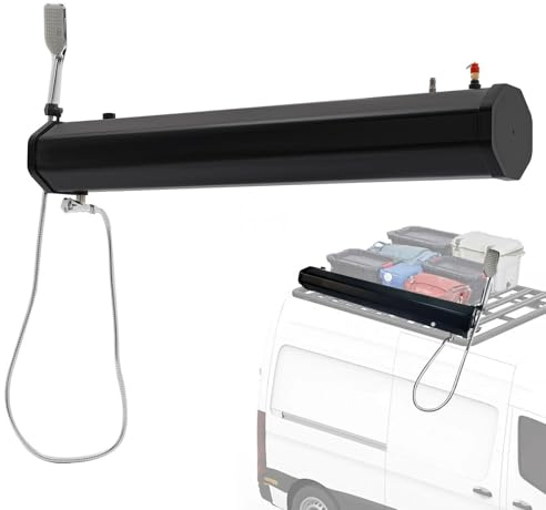 richigblosmum Dachgepäckträger-Wassertank | 1,6-Bar-Druckdusche | Solarbeheizt | Hochwertiges PVC+ABS | Für Camping, Strand, Offroad-Reinigun,5.3Gal/20L