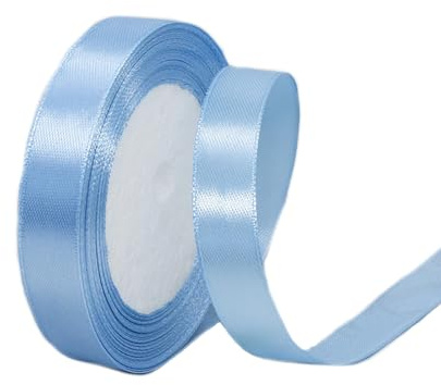 15mm Water Blue Satin Ribbon 22M ，Fabric Hair String Ribbon for Craft, Flower Bouquets, Gift Wrapping, Wedding, Bow Making and Valentines Christmas Decoration (Water Blue, 1.5CM)