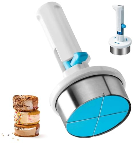 Ice Cream Scoop with Release - One Handed Cookie Dough Scooper | Ice cream scooper: ½ cup portions. Twist-release for sandwiches. Works for cookies, burgers, desserts. Dishwasher safe.