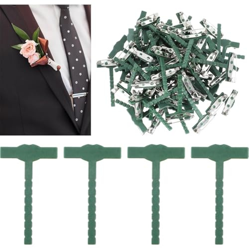 DIFLAX 100 Stück Sicherheitsnadeln, Hochzeitsanstecker, Blumen Anstecknadel, Boutonniere-Nadeln, Revers Anstecknadel, Anstecker Pin Nadel für Hochzeiten und Partys