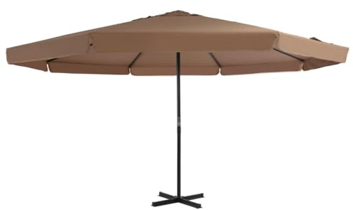 Ombrellone da Giardino 5m, Palo in Alluminio con Manovella, Tessuto UV 100% Poliestere, Diametro 300cm, Ideale per Piscina e Spiaggia, Colore Tortora