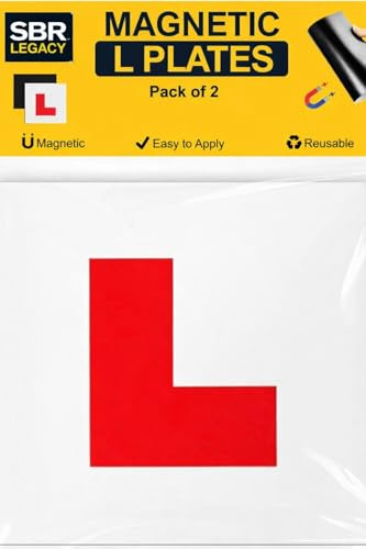 SBR LEGACY 2 Pack UK Magnetic L Plates for Cars – Extra Strong Learner Driver Signs, Thick Weatherproof Magnetic L Plates, Paint-Safe, High-Speed Secure Hold, Easy Fit & Remove, 178 x 178mm