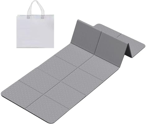 Alfombra de Yoga Plegable para Viaje | 6 mm Grosor Impermeable para Entrenamiento | Colchoneta de Yoga Antideslizante Plegable con Bolsa de Almacenamiento para Gimnasio Estudio Casa Exterior