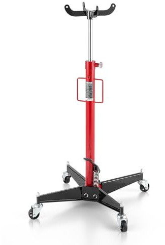 VEVOR Hydraulic Transmission Jack, 1100 lbs / 0.5 Ton Lifting Capacity Telescoping Transmission Jack with Foot Pedal, 360° Swivel Wheel, 44-73.6 in High Lifting Height, Lift Hoist for Garage/Shop