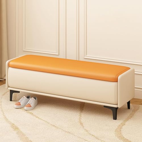 Stor förvaringsottoman bänk flip-topp entré accentsäte fotstöd med ben i slutet av sängens förvaring bröstkorg rymmer 150 kg snygg för vardagsrum och sovrum (+ge 60 cm)