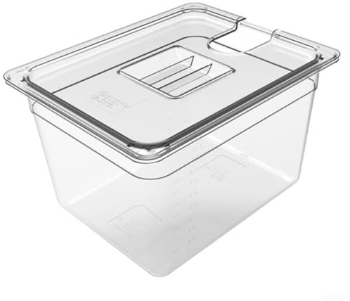 Sous-Vide-Behälter, 6 l/11 l, stabiler PC-Wassertank mit luftdichtem Deckel, Messskala für niedrige Temperaturen, langsames Garen, 60 mm Boden (6 l)