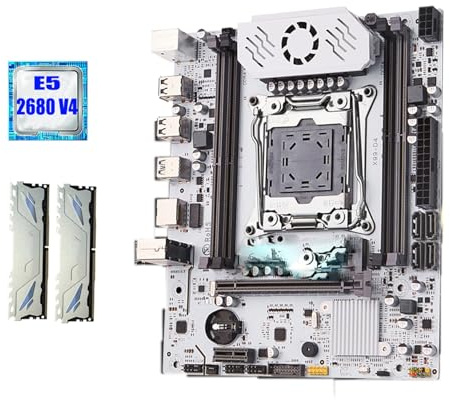 Placa Madre Conjunto de Placa Base Fit For QIYIDA X99 LGA 2011-3 Xeon E5 2680 V4 CPU DDR4 8 GB x 2 Piezas = 16 NVME NGFF M. SATA3.0 USB3. C612chip(Motherboard+CPU)