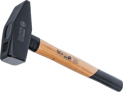 BGS 52320 | Schlosserhammer | Hickory-Stiel | DIN 1041 | 2000 g | Länge 400 mm | Kopflänge 150 mm | Werkzeugstahl (C45) | Ringkeil | Stielschutzhülse
