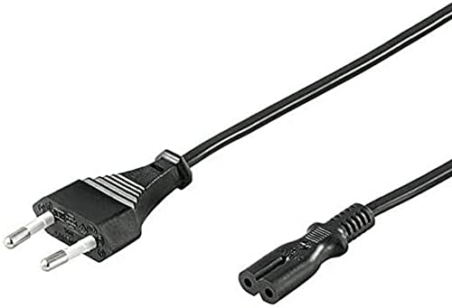 PremiumCord kpspm Netzkabel 230V 2m, Stromkabel mit EurosteckeraufEuroDoppelbuchseC72Polig,IEC320,gerade,Farbeschwarz