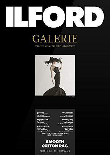 ILFORD Galerie Smooth Cotton Rag, 310GSM, GPSC, A3+, 25 Blatt, Inkjetpapier, Tintenstrahldruckerpapier, Fotopapier