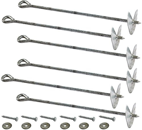 Garden Games Ground Anchors - 12mm Solid Galvanised Steel: for climbing frames, playhouses etc. (Mega Six Pack (6))
