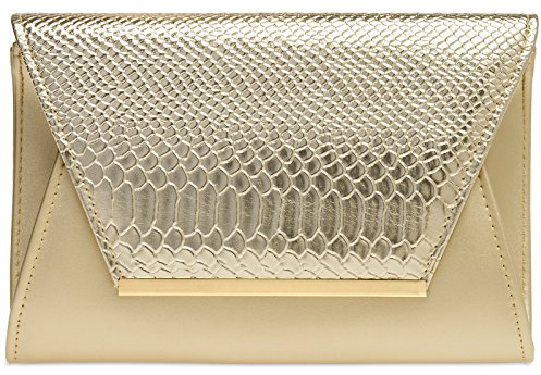 Caspar TA386 stylische große Damen Clutch Tasche Abendtasche mit Kroko Applikation