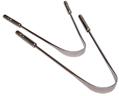 Lot de 2 raclettes de langue en acier inoxydable de qualité chirurgicale 135 mm