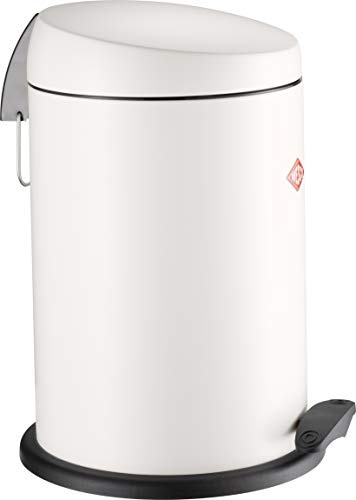 Wesco Capboy Base Praktischer Mülleimer mit abgeschrägtem Deckel aus Edelstahl in der Farbe Sand Matt - 13 Liter Volumen - Kunststoff-Fußtritt