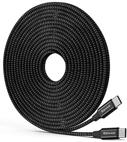 Baiwwa Extra Lungo Cavo USB C USB C 6M, PD 60W Cavo USB Type-C Ricarica Rapida per PS5 Controller, Switch, Samsung Galaxy Tab, MacBook, Pixel -Nero