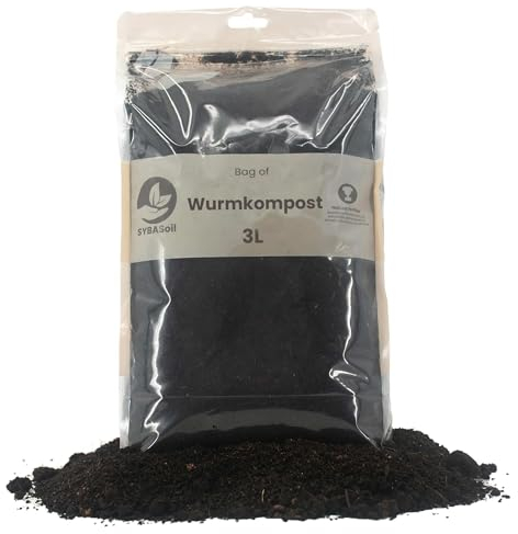 Premium SYBAsoil Wurmkompost 3 Liter, Wurmhumus, Besser als Kompost
