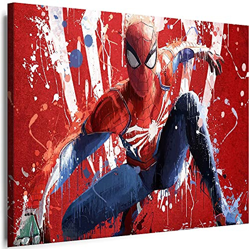 Myartstyle - Bilder Film Spiderman Comics 80 x 60 cm Leinwandbilder Xxl - 1 Teilige Wandbilder Film Popular Movies Kunstdrucke K-P-20588-9