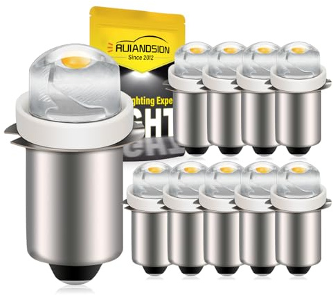 Ruiandsion P13.5S LED Bulb 3V COB 0.5W, Warm White 100LM Non-Polarity Flashlight Bulb Replacement for Maglite Ryobi DeWalt Torch Work Light (Pack of 10)