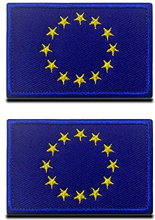 2 St. Europäische Union Flagge Patch, EU Abzeichen, Europa Flaggen Emblem Bestickter Aufnäher, Militär Patch Bänder für Kleider Rucksäcke Custom Weste