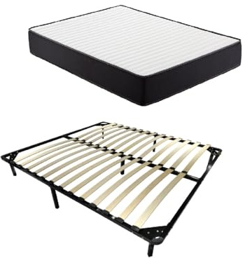 IZTOSS Matelas 140x190x22 avec Sommier a Lattes Bois et Pieds Démontables