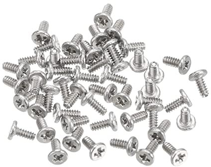 sourcing map M1-0.25 x 2 mm, 100 tornillos de cabeza redonda plana de acero inoxidable 304, tornillos de máquina Phillips Drive, cierre de hardware para conexión de muebles