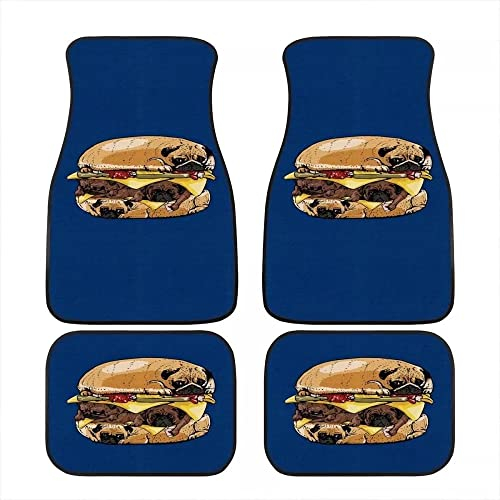 4-Teilig Autoteppich Matten Blauer Hamburger Automatten rutschfest Pkw-Fußraummatten Allwetter Auto Fußmatten Universal Für Auto Premium Limousine Kombi
