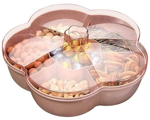 Tagtight Snackschale mit Fächern, Snackteller Unterteilung Aufbewahrungsbox, Snackbox Organizer mit Deckel, Snack Servierteller Buffet Zubehör, Snackschale für SüßIgkeiten Candy Veggie Nüsse Obst