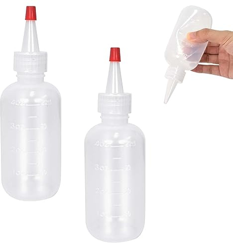 smatime 2pcs Flaconi Applicatori con Ugello, Flacone Applicatore di Olio con Graduata, Squeezer Bottle, Contenitori Liquidi da Spremere per Capelli Bottiglia di Vernice Coll,Pittura,Artistica (120ml)